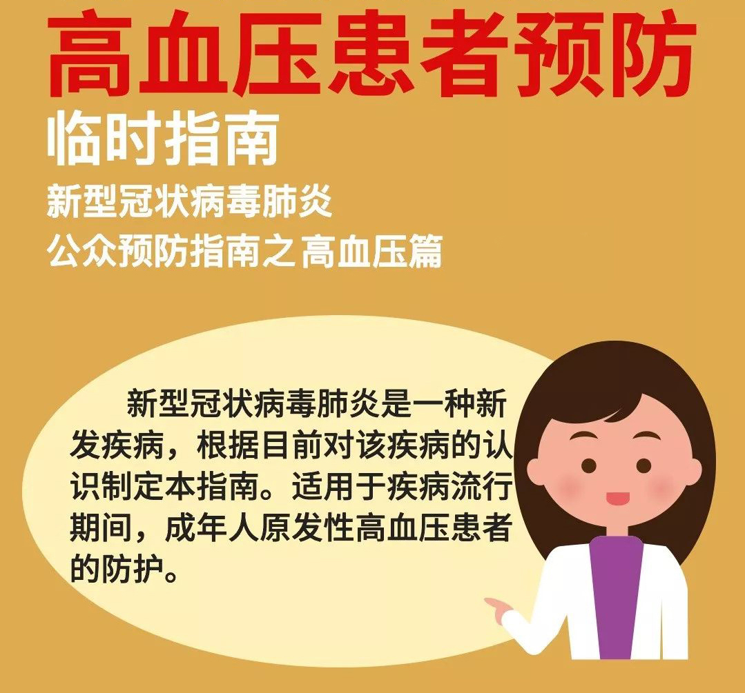 新型肺炎防控期间高血压患者预防临时指南